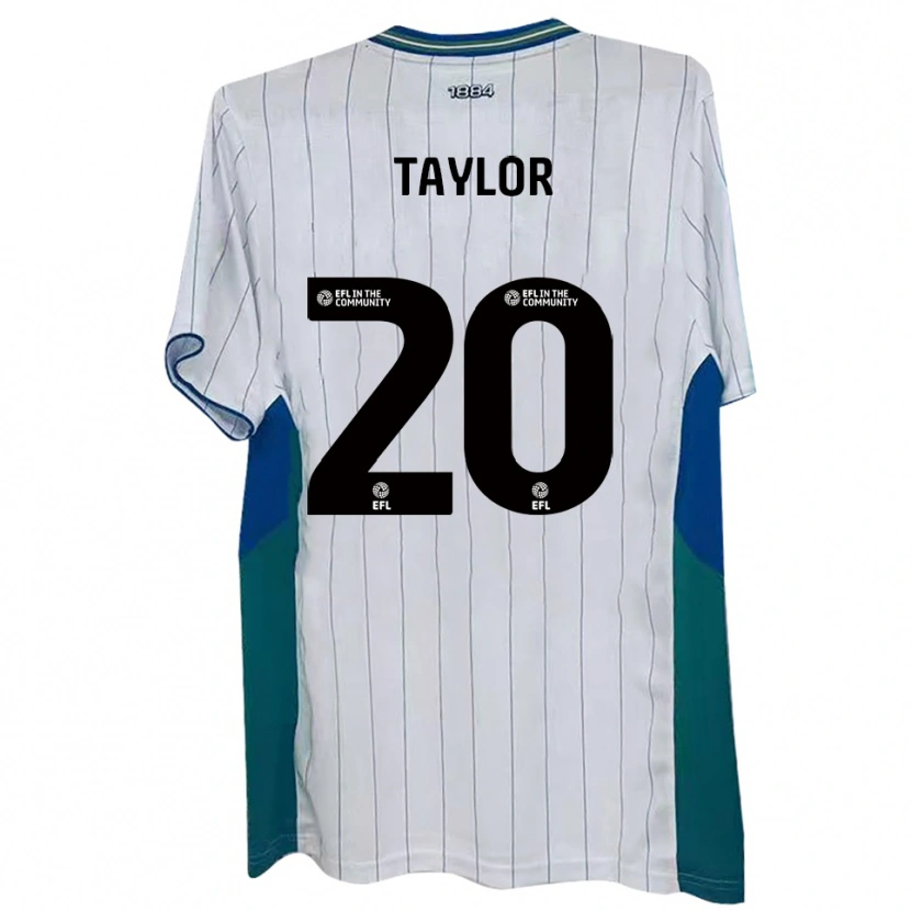 Danxen Donna Maglia Sam Taylor #20 Bianco Verde Blu Kit Gara Home 2025/26 Maglietta