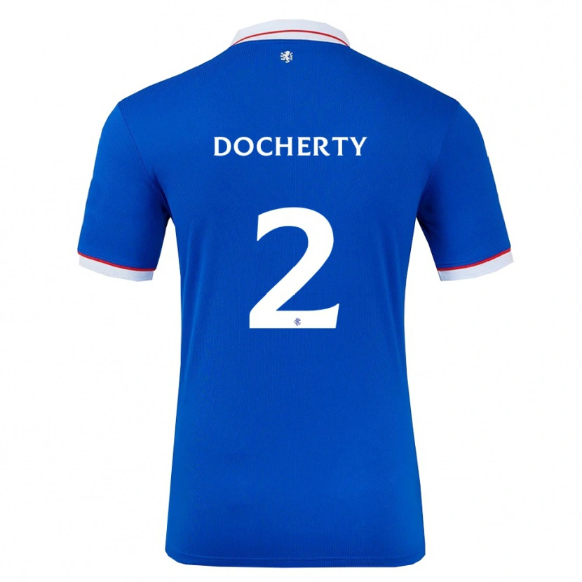 Danxen Donna Maglia Nicola Docherty #2 Blu Bianco Kit Gara Home 2025/26 Maglietta