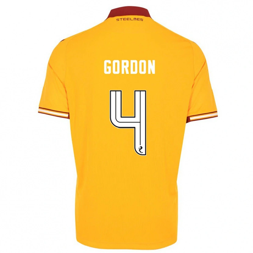 Danxen Donna Maglia Liam Gordon #4 Giallo Bordeaux Kit Gara Home 2025/26 Maglietta