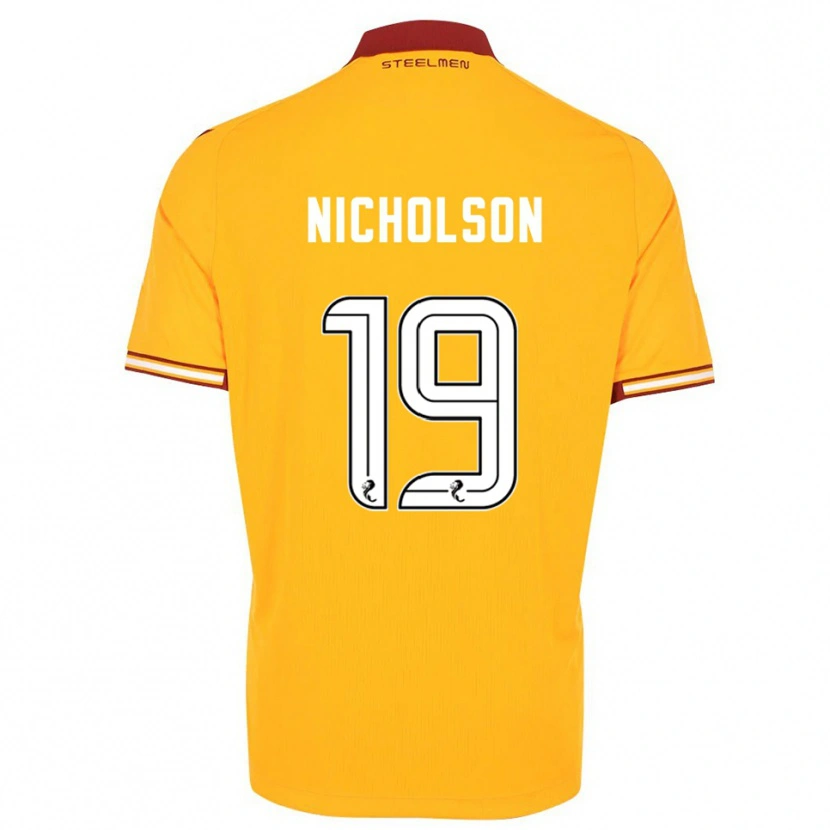 Danxen Donna Maglia Sam Nicholson #19 Giallo Bordeaux Kit Gara Home 2025/26 Maglietta