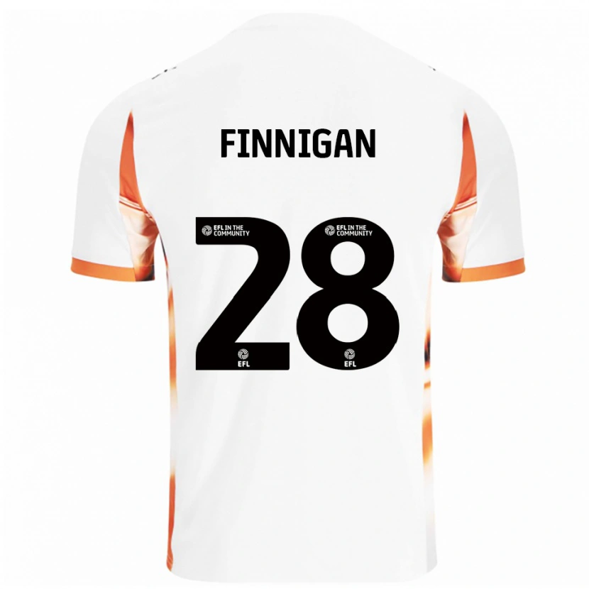 Danxen Donna Maglia Ryan Finnigan #28 Bianco Arancione Nero Kit Gara Away 2025/26 Maglietta