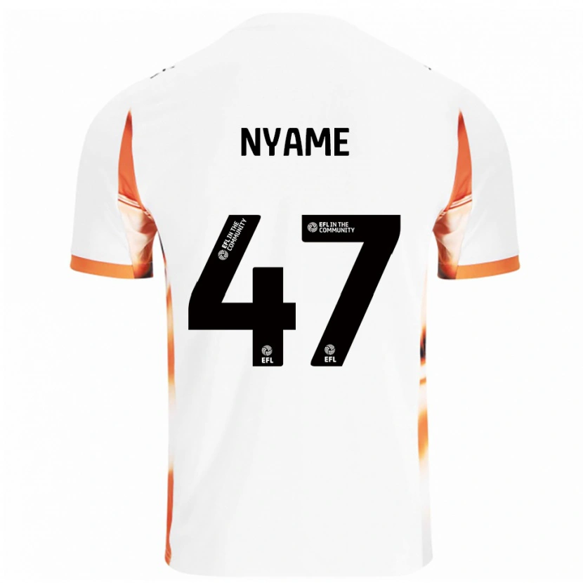 Danxen Donna Maglia Josh Nyame #47 Bianco Arancione Nero Kit Gara Away 2025/26 Maglietta