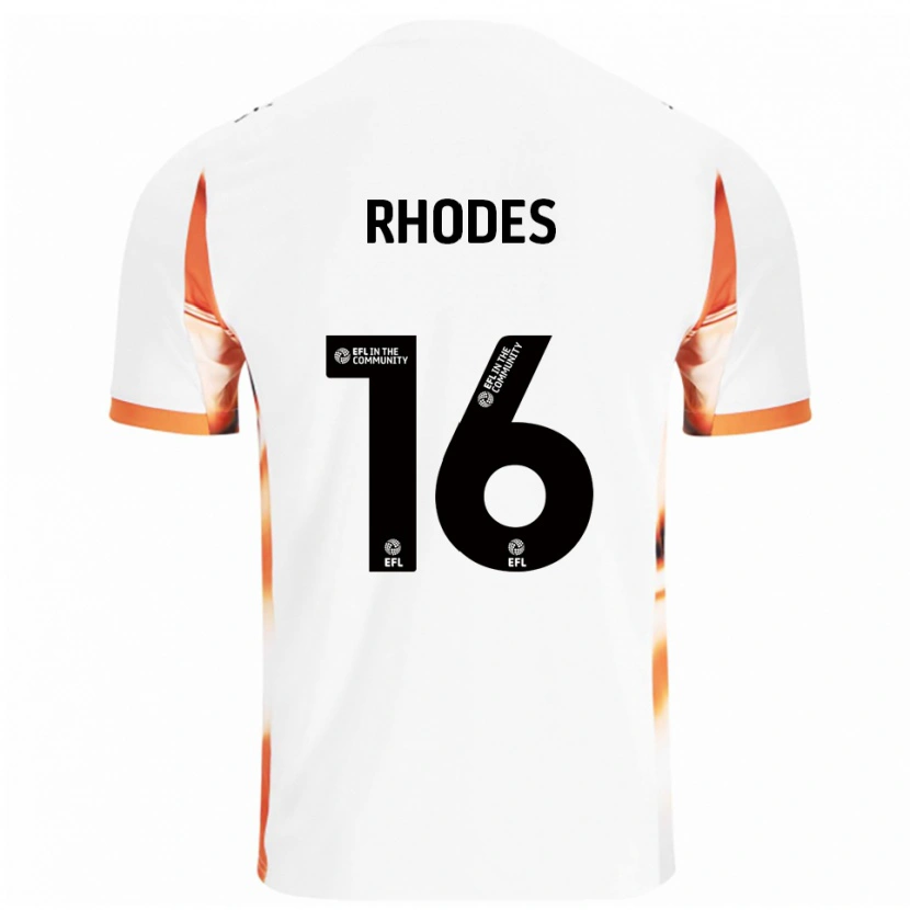 Danxen Donna Maglia Jordan Rhodes #16 Bianco Arancione Nero Kit Gara Away 2025/26 Maglietta