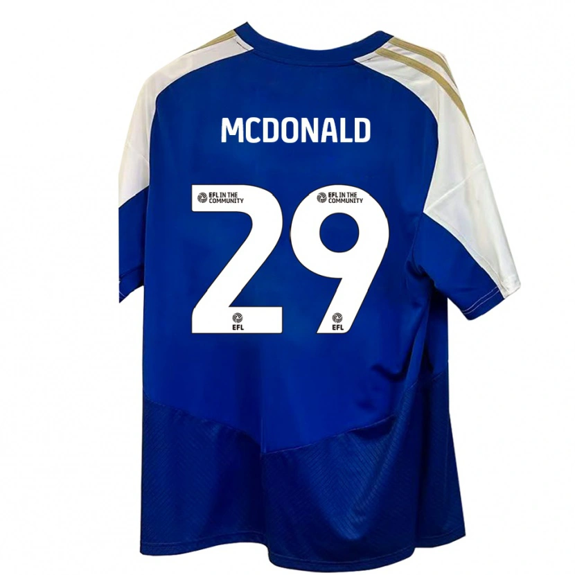 Danxen Donna Maglia Kevin Mcdonald #29 Blu Bianco Oro Kit Gara Away 2025/26 Maglietta
