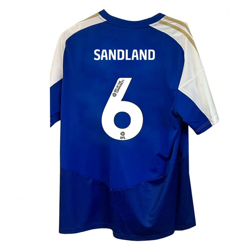 Danxen Donna Maglia Jessica Sandland #6 Blu Bianco Oro Kit Gara Away 2025/26 Maglietta
