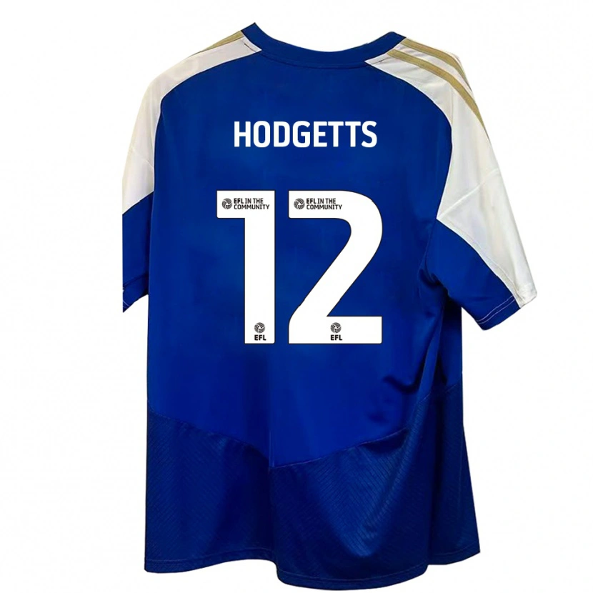 Danxen Donna Maglia Luke Hodgetts #12 Blu Bianco Oro Kit Gara Away 2025/26 Maglietta