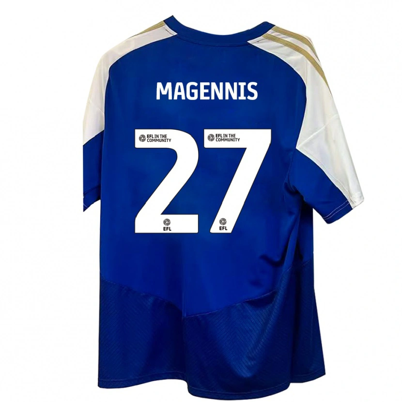 Danxen Donna Maglia Josh Magennis #27 Blu Bianco Oro Kit Gara Away 2025/26 Maglietta