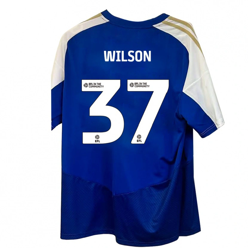 Danxen Donna Maglia Kieran Wilson #37 Blu Bianco Oro Kit Gara Away 2025/26 Maglietta