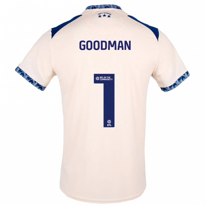Danxen Donna Maglia Owen Goodman #1 Bianco Sporco Blu Navy Kit Gara Away 2025/26 Maglietta