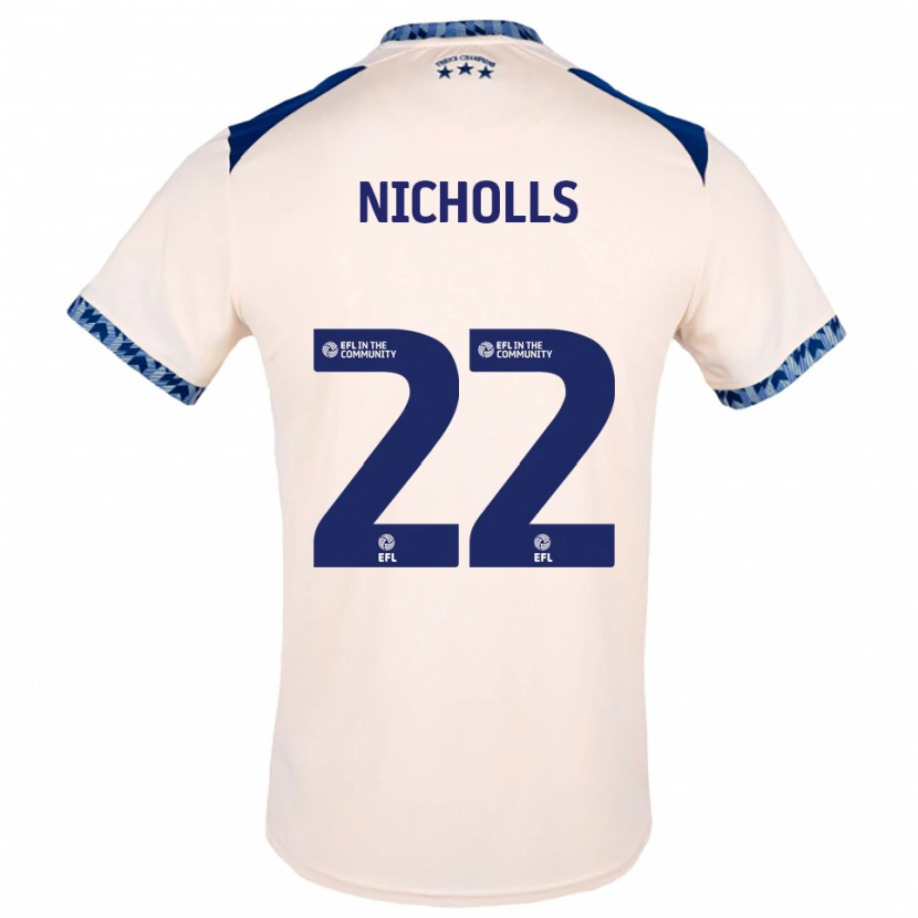 Danxen Donna Maglia Lee Nicholls #22 Bianco Sporco Blu Navy Kit Gara Away 2025/26 Maglietta