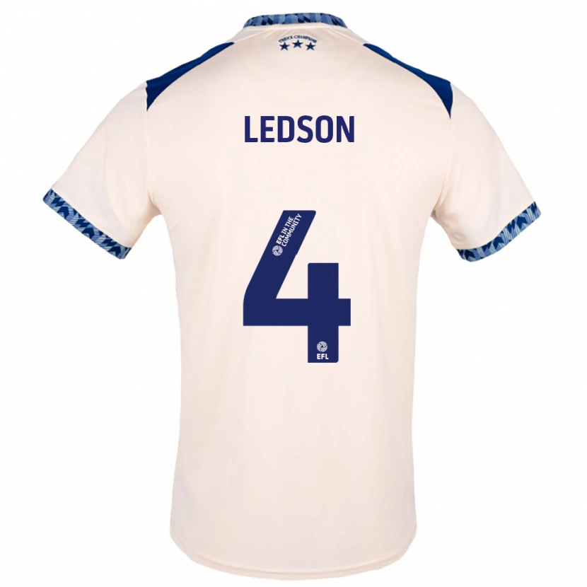 Danxen Donna Maglia Ryan Ledson #4 Bianco Sporco Blu Navy Kit Gara Away 2025/26 Maglietta