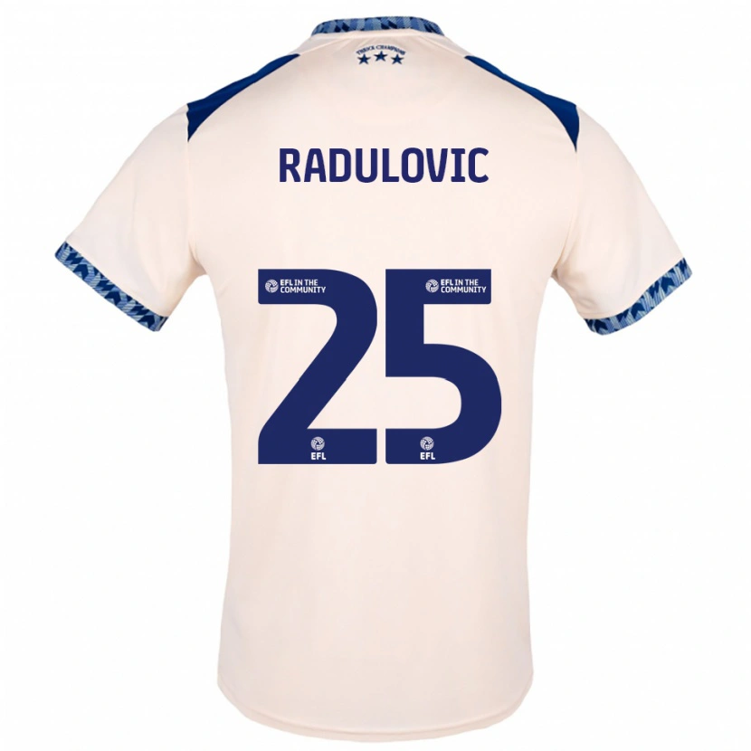 Danxen Donna Maglia Bojan Radulović #25 Bianco Sporco Blu Navy Kit Gara Away 2025/26 Maglietta