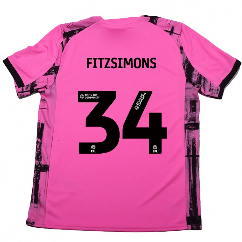 Danxen Donna Maglia Ross Fitzsimons #34 Rosso Rosa Nero Kit Gara Away 2025/26 Maglietta