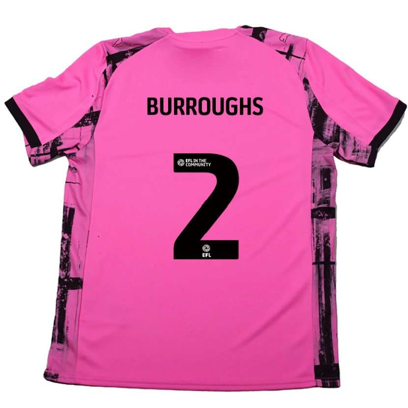 Danxen Donna Maglia Jack Burroughs #2 Rosso Rosa Nero Kit Gara Away 2025/26 Maglietta