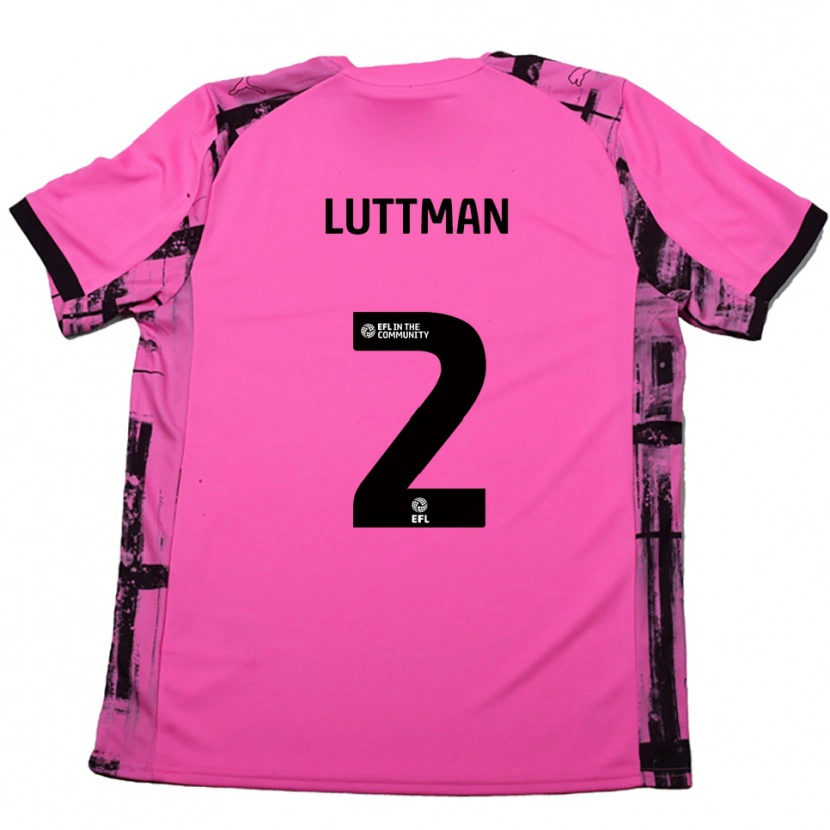 Danxen Donna Maglia Bianca Luttman #2 Rosso Rosa Nero Kit Gara Away 2025/26 Maglietta