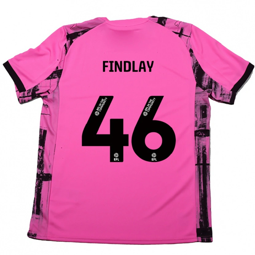 Danxen Donna Maglia Freddie Findlay #46 Rosso Rosa Nero Kit Gara Away 2025/26 Maglietta