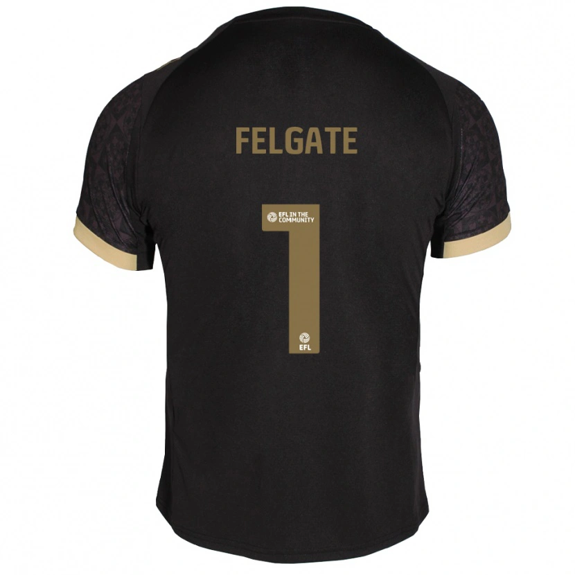 Danxen Donna Maglia Lily Felgate #1 Nero Oro Kit Gara Away 2025/26 Maglietta