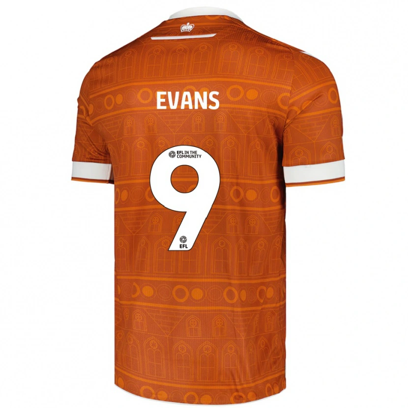 Danxen Donna Maglia Reece Evans #9 Arancione Bianco Kit Gara Away 2025/26 Maglietta