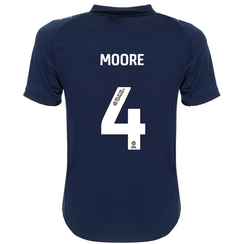 Danxen Donna Maglia Abbie Moore #4 Blu Navy Bianco Kit Gara Away 2025/26 Maglietta