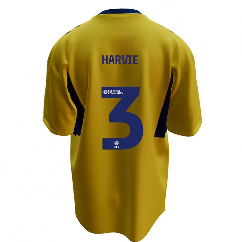 Danxen Donna Maglia Daniel Harvie #3 Giallo Blu Kit Gara Away 2025/26 Maglietta