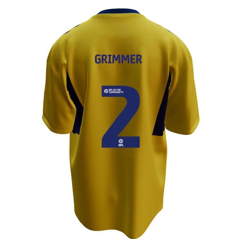 Danxen Donna Maglia Jack Grimmer #2 Giallo Blu Kit Gara Away 2025/26 Maglietta