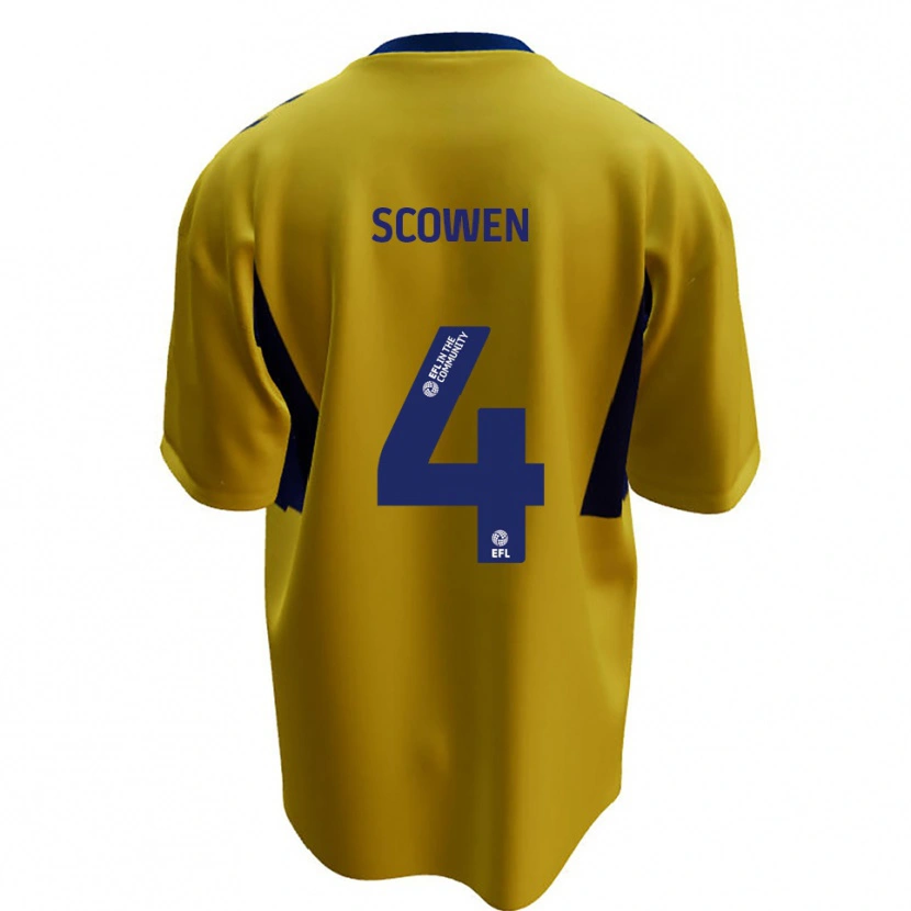 Danxen Donna Maglia Josh Scowen #4 Giallo Blu Kit Gara Away 2025/26 Maglietta