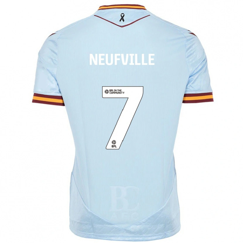 Danxen Donna Maglia Josh Neufville #7 Azzurro Kit Gara Away 2025/26 Maglietta