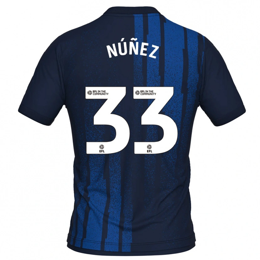 Danxen Donna Maglia Anthony Núñez #33 Blu Navy Bianco Kit Gara Away 2025/26 Maglietta