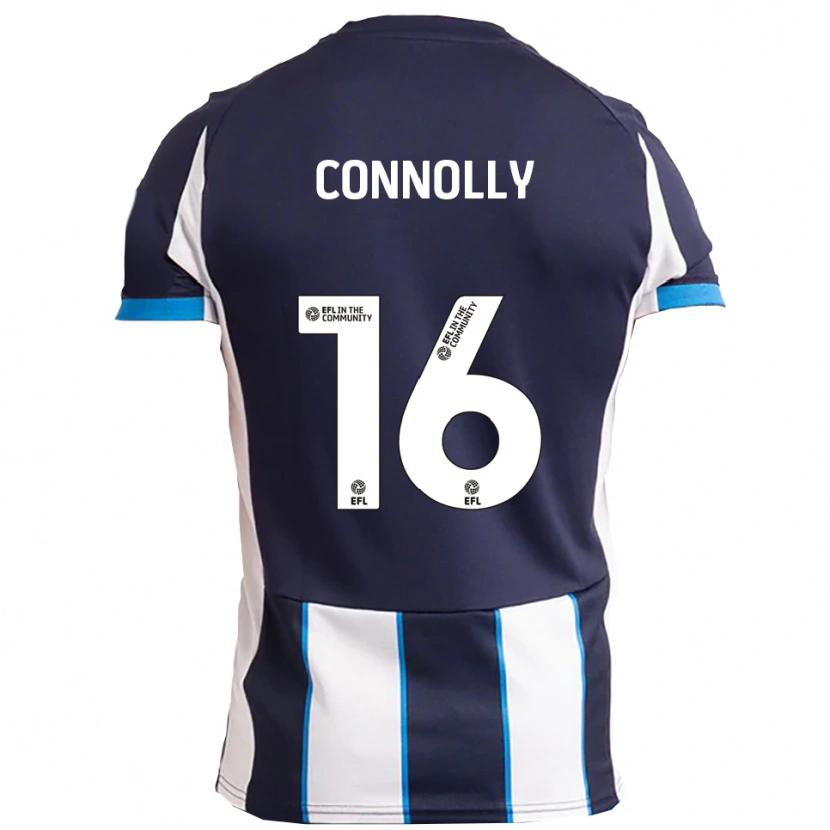 Danxen Donna Maglia Callum Connolly #16 Bianco Blu Navy Kit Gara Away 2025/26 Maglietta