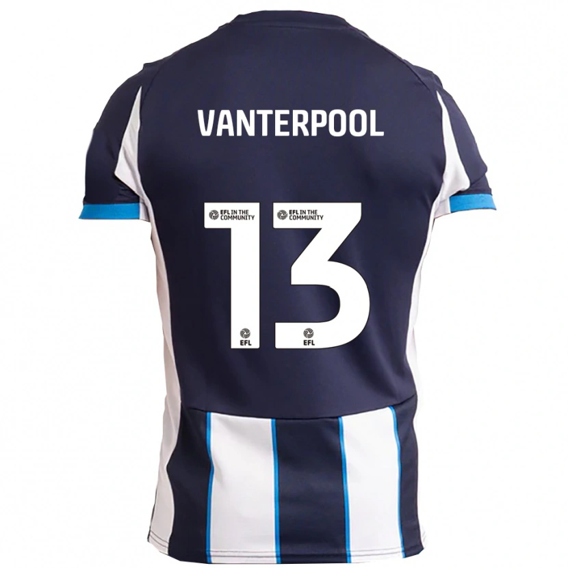 Danxen Donna Maglia Gabriel Vanterpool #13 Bianco Blu Navy Kit Gara Away 2025/26 Maglietta