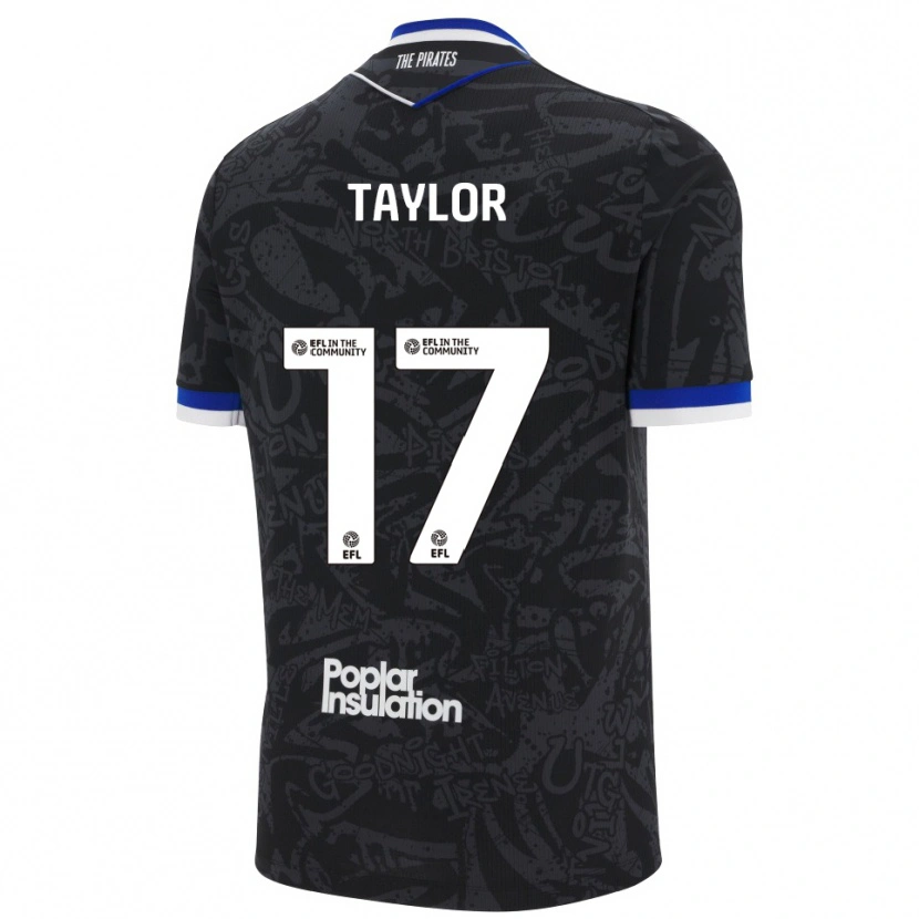 Danxen Donna Maglia Connor Taylor #17 Nero Bianco Kit Gara Away 2025/26 Maglietta