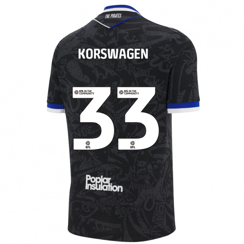 Danxen Donna Maglia Mattijis Korswagen #33 Nero Bianco Kit Gara Away 2025/26 Maglietta