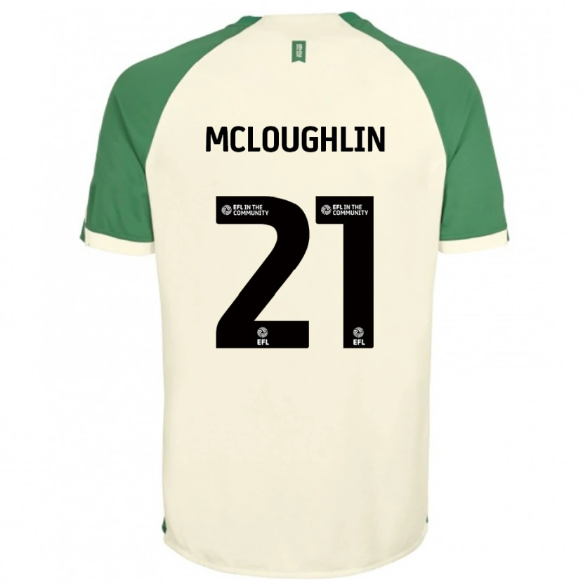 Danxen Donna Maglia Shane Mcloughlin #21 Bianco Sporco Verde Kit Gara Away 2025/26 Maglietta