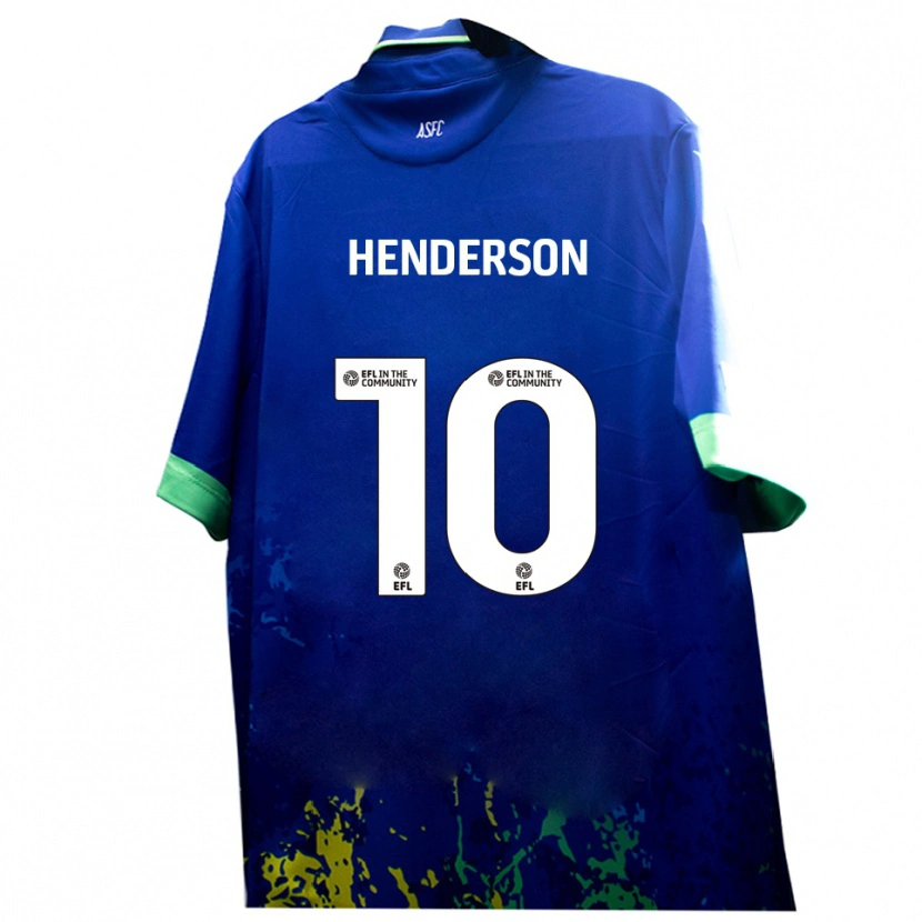 Danxen Donna Maglia Alex Henderson #10 Blu Giallo Kit Gara Away 2025/26 Maglietta