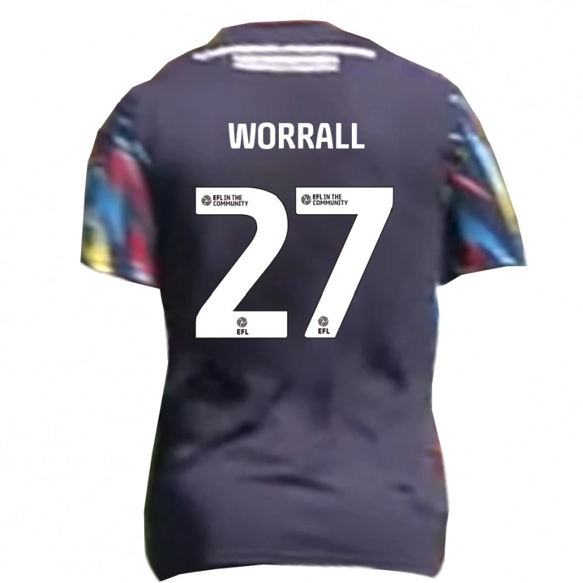 Danxen Donna Maglia David Worrall #27 Blu Navy Giallo Rosso Kit Gara Away 2025/26 Maglietta