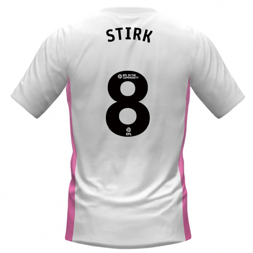 Danxen Donna Maglia Ryan Stirk #8 Bianco Rosso Kit Gara Away 2025/26 Maglietta