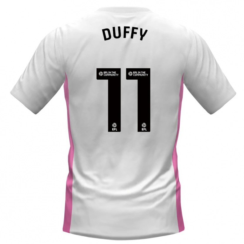 Danxen Donna Maglia Dylan Duffy #11 Bianco Rosso Kit Gara Away 2025/26 Maglietta