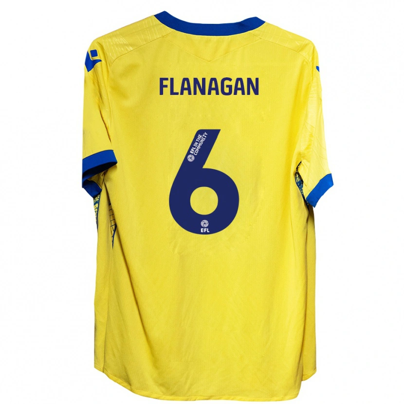 Danxen Donna Maglia Tom Flanagan #6 Giallo Blu Kit Gara Away 2025/26 Maglietta