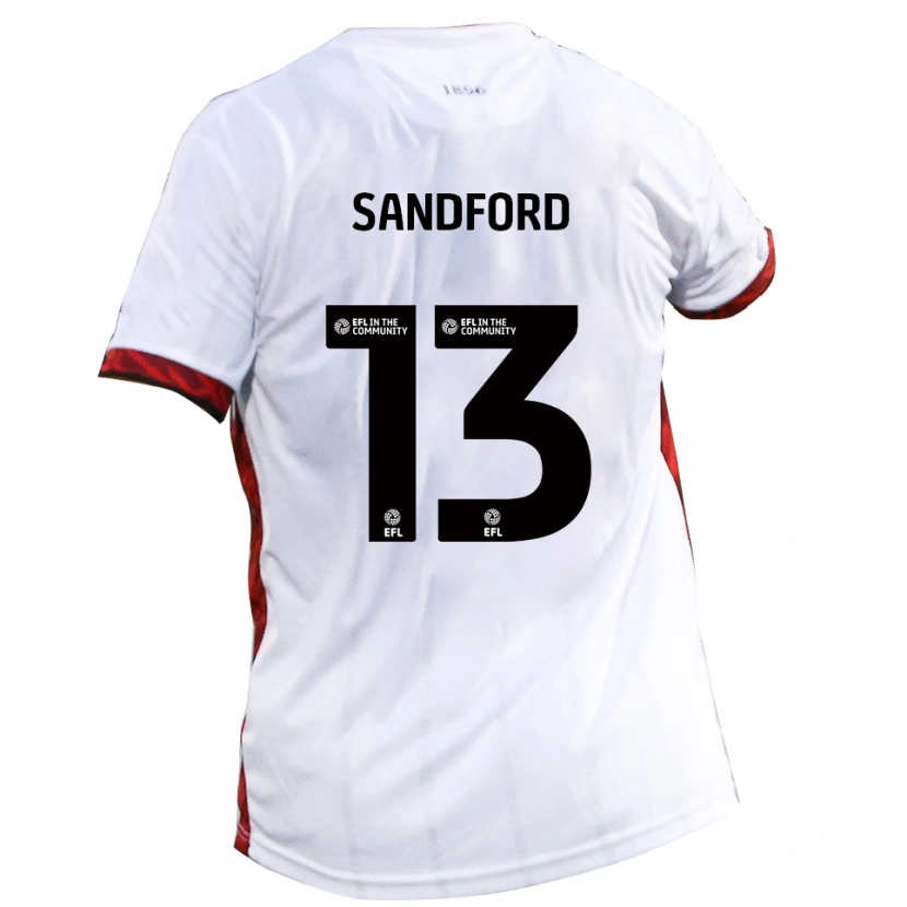 Danxen Donna Maglia Ryan Sandford #13 Bianco Rosso Nero Kit Gara Away 2025/26 Maglietta