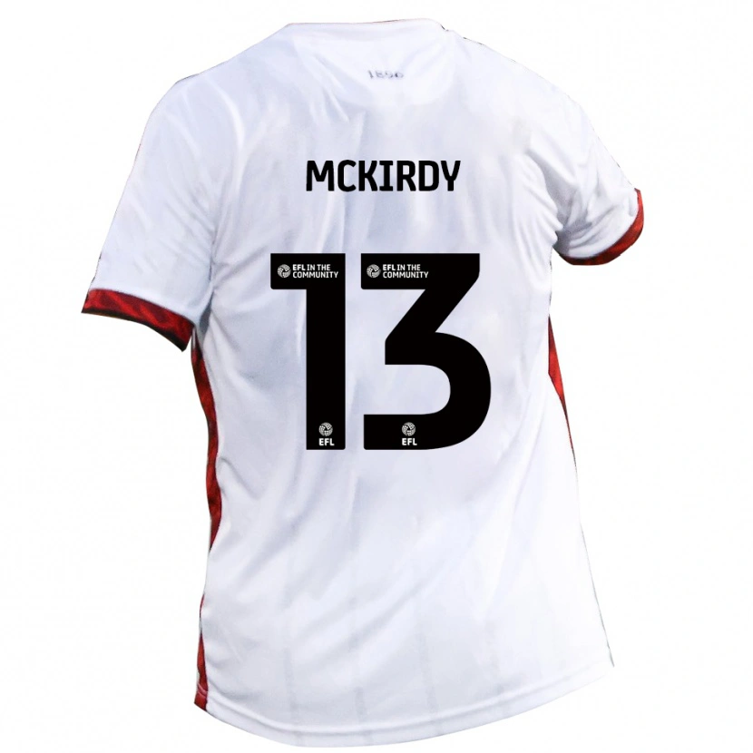 Danxen Donna Maglia Harry Mckirdy #13 Bianco Rosso Nero Kit Gara Away 2025/26 Maglietta
