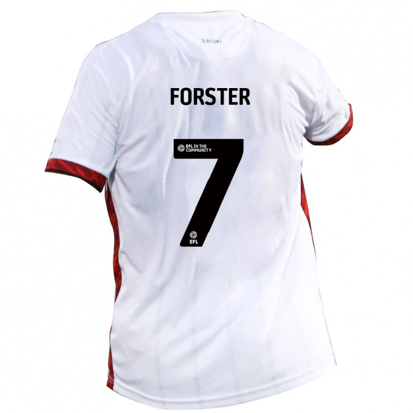 Danxen Donna Maglia Harry Forster #7 Bianco Rosso Nero Kit Gara Away 2025/26 Maglietta