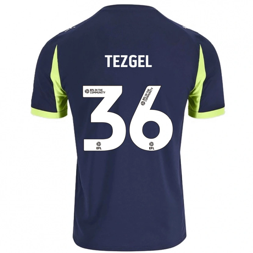Danxen Donna Maglia Emre Tezgel #36 Blu Navy Verde Fluorescente Kit Gara Away 2025/26 Maglietta