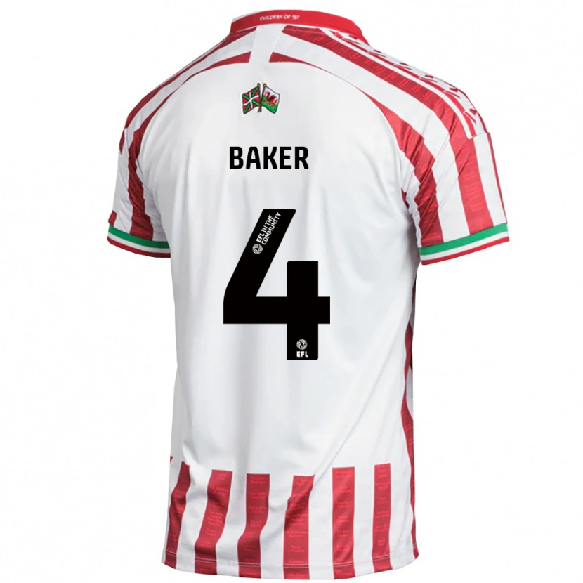 Danxen Donna Maglia Matthew Baker #4 Rosso Bianco Kit Gara Away 2025/26 Maglietta