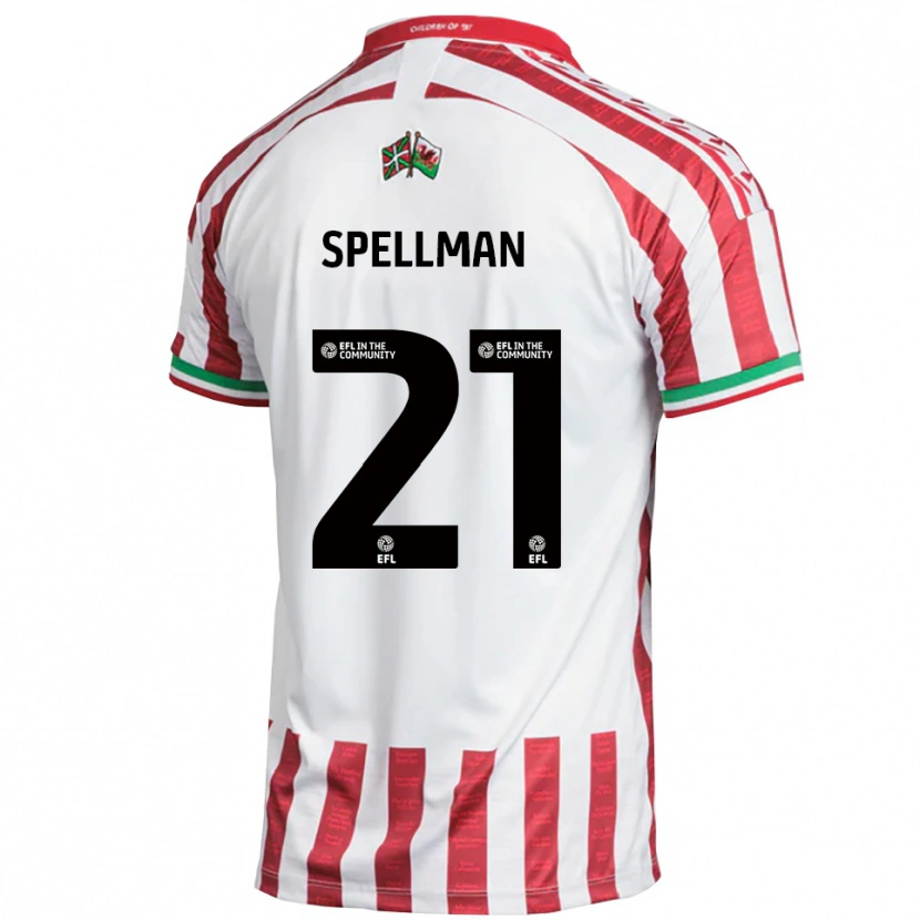 Danxen Donna Maglia Michael Spellman #21 Rosso Bianco Kit Gara Away 2025/26 Maglietta