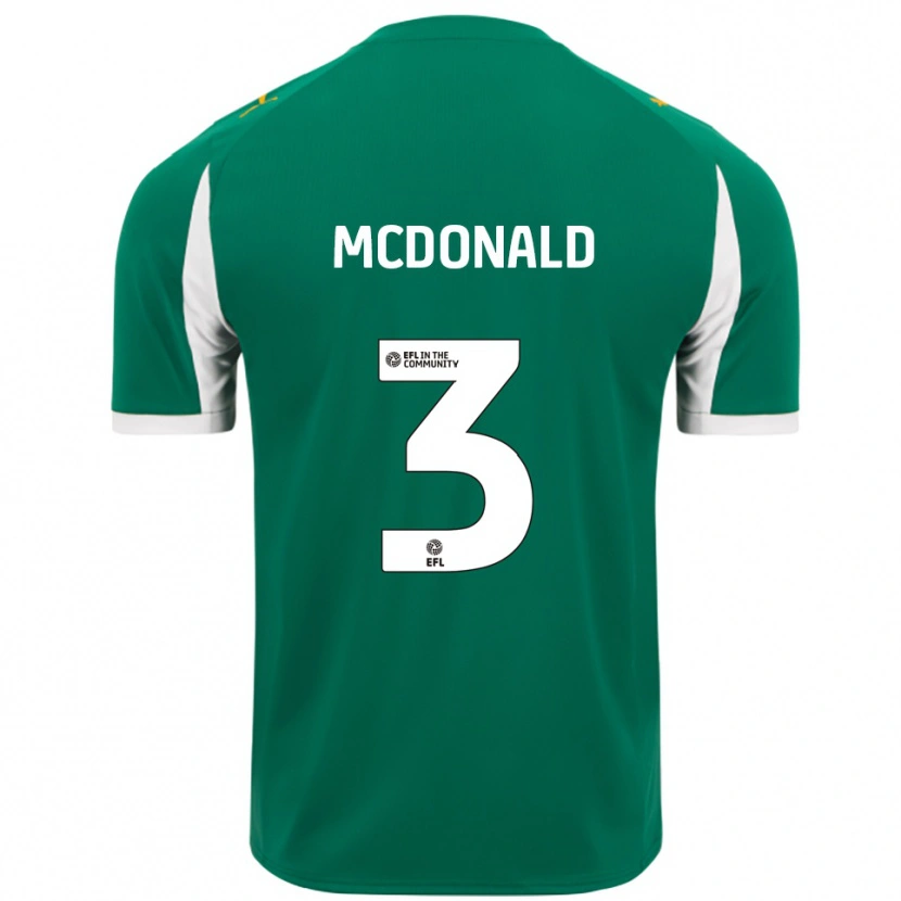 Danxen Donna Maglia Rod Mcdonald #3 Verde Bianco Kit Gara Away 2025/26 Maglietta