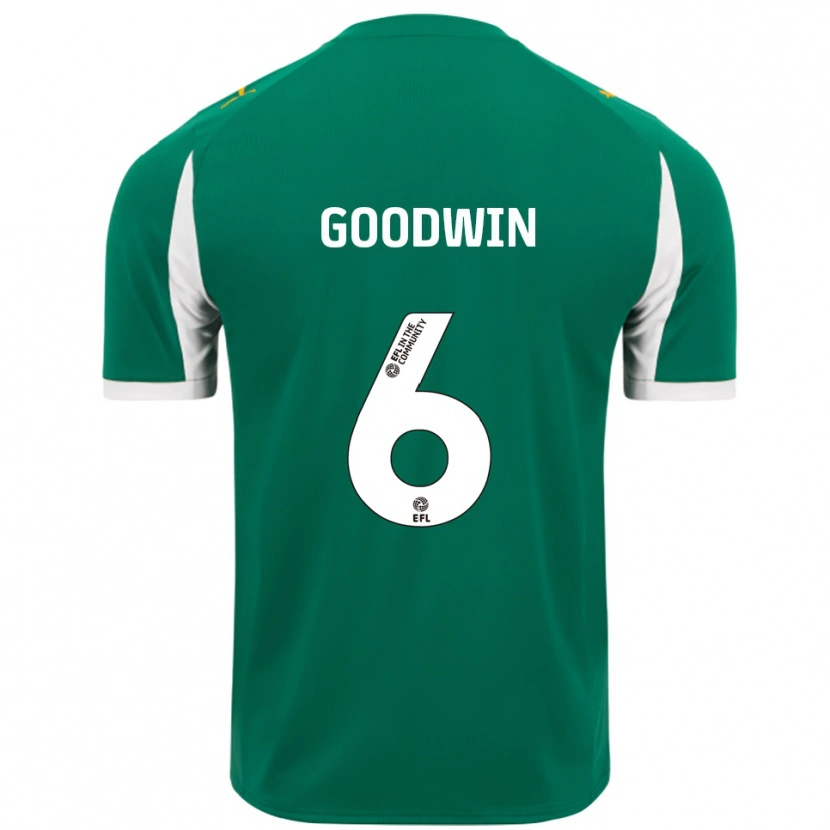 Danxen Donna Maglia Alfie Goodwin #6 Verde Bianco Kit Gara Away 2025/26 Maglietta