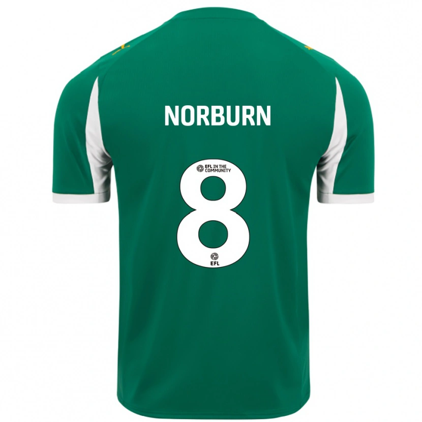 Danxen Donna Maglia Oliver Norburn #8 Verde Bianco Kit Gara Away 2025/26 Maglietta