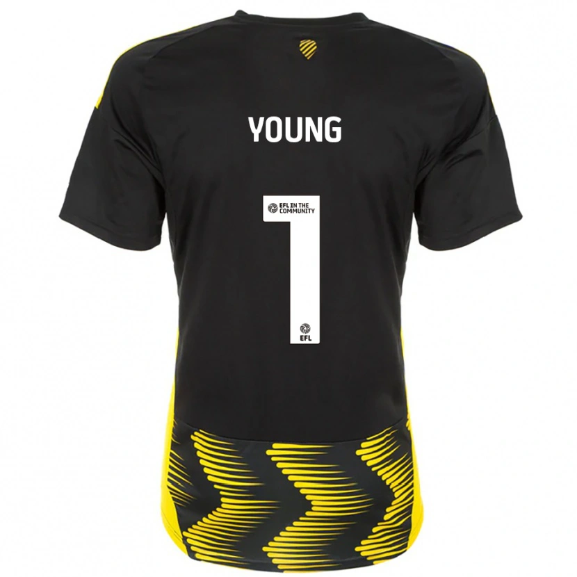 Danxen Donna Maglia Matthew Young #1 Nero Giallo Kit Gara Away 2025/26 Maglietta