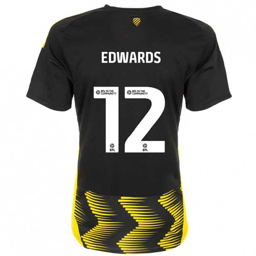 Danxen Donna Maglia Tom Edwards #12 Nero Giallo Kit Gara Away 2025/26 Maglietta