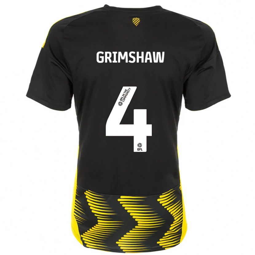 Danxen Donna Maglia Niamh Grimshaw #4 Nero Giallo Kit Gara Away 2025/26 Maglietta